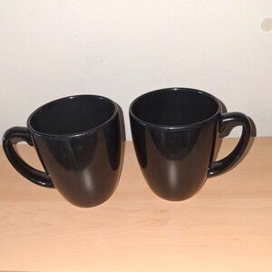 Corelle Stoneware Black Mugs - Set of 2 - Made in China - Oven/Microwave Safe